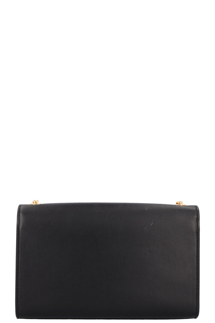 SAINT LAURENT Medium Kate Pompon Cuir Noir Or