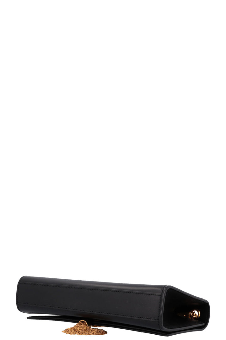 SAINT LAURENT Medium Kate Pompon Cuir Noir Or