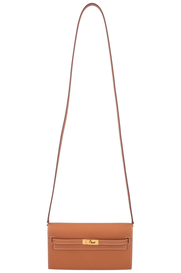 HERMÈS Kelly To Go Wallet Clemence Gold
