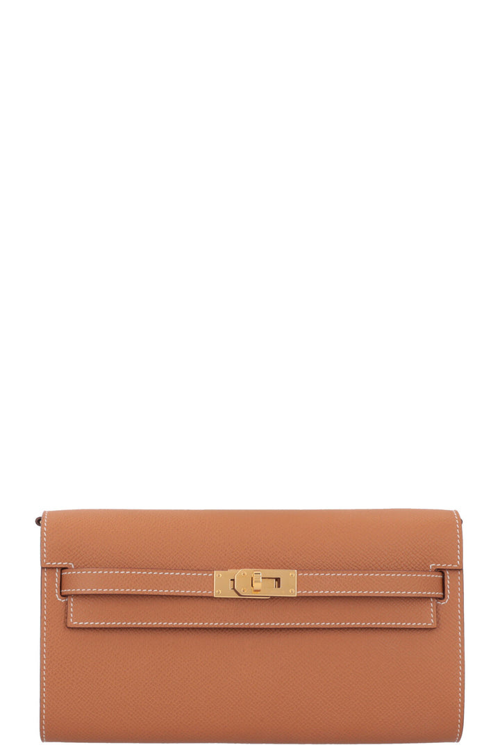 HERMÈS Kelly To Go Wallet Clemence Gold