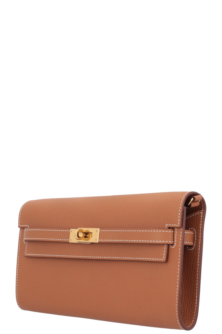HERMÈS Kelly To Go Wallet Clemence Gold