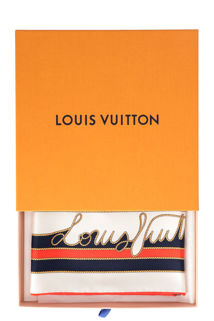 LOUIS VUITTON LV Cordage 90 Scarf Navy Orange