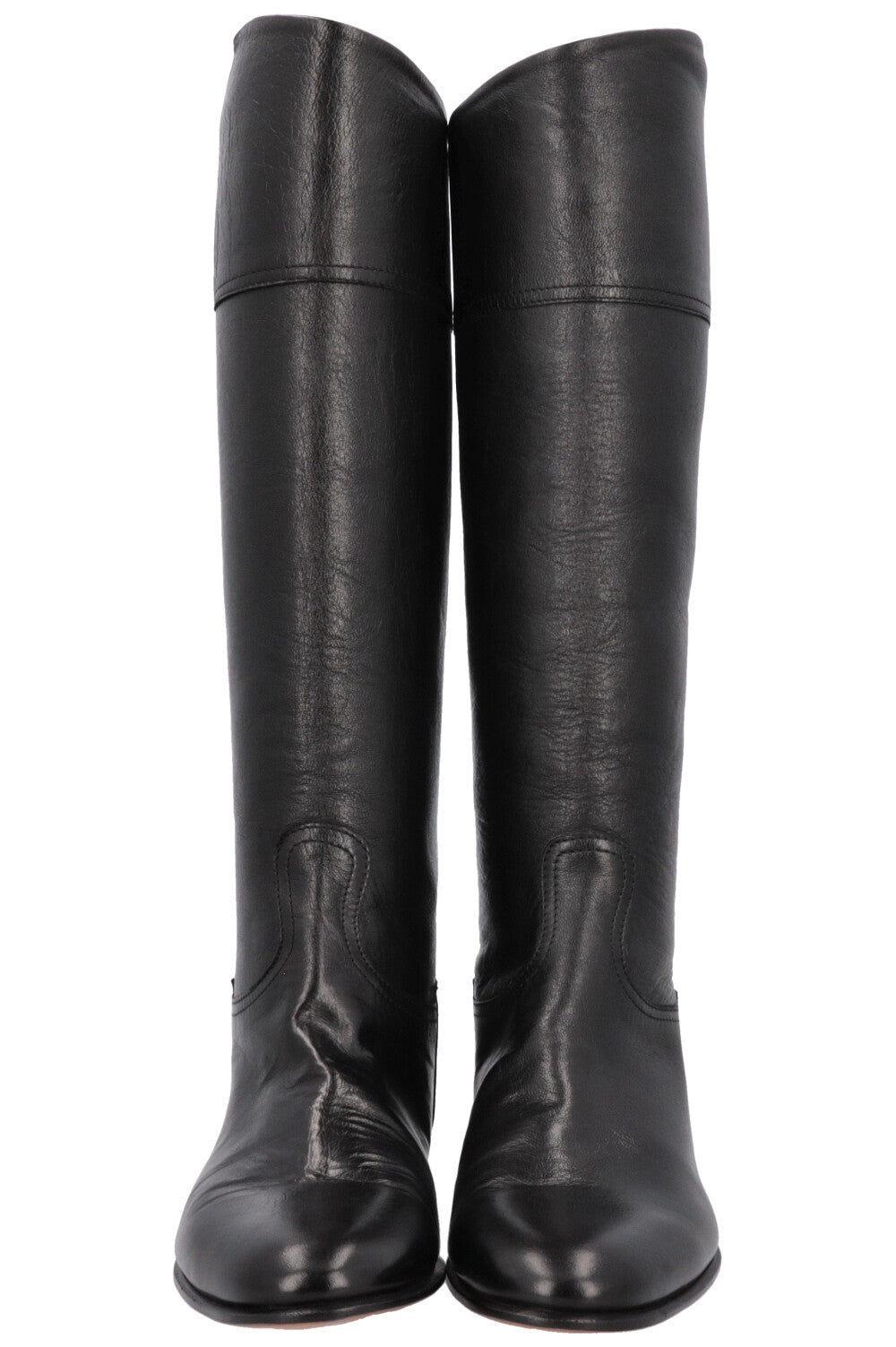 HERMÈS Knee High Boots Black Leather