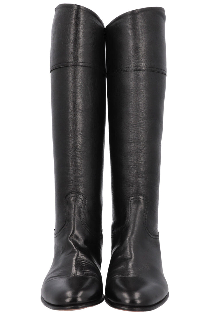 HERMÈS Knee High Boots Black Leather
