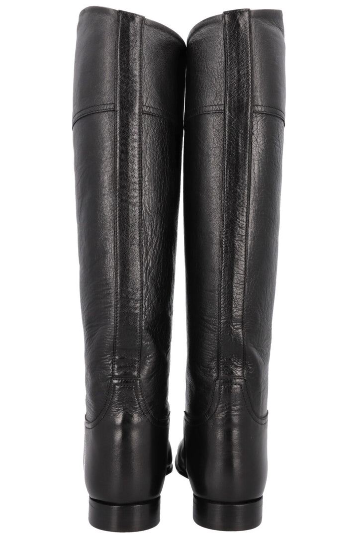 HERMÈS Knee High Boots Black Leather