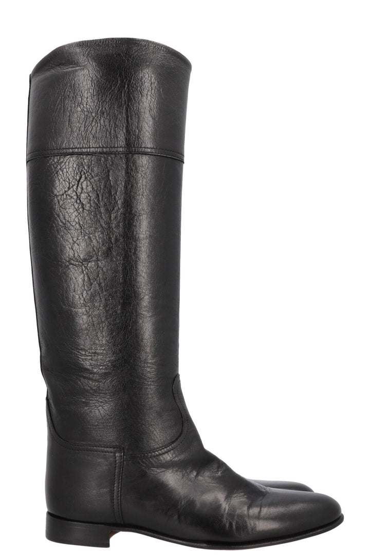 HERMÈS Knee High Boots Black Leather