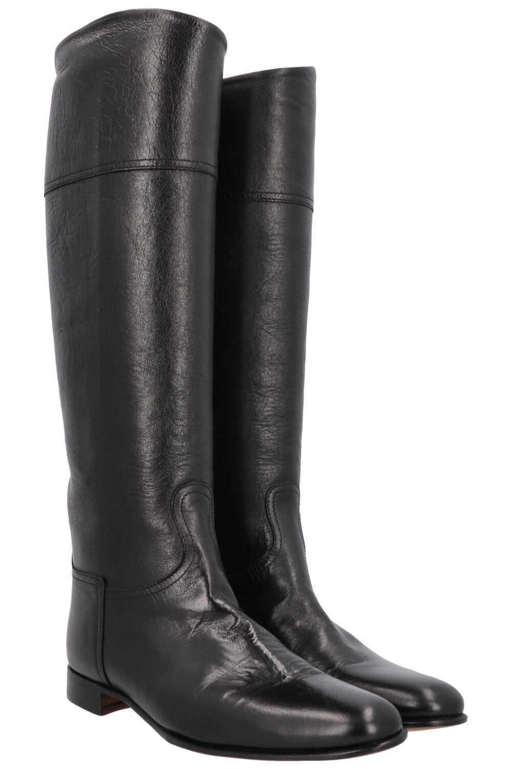 HERMÈS Knee High Boots Black Leather