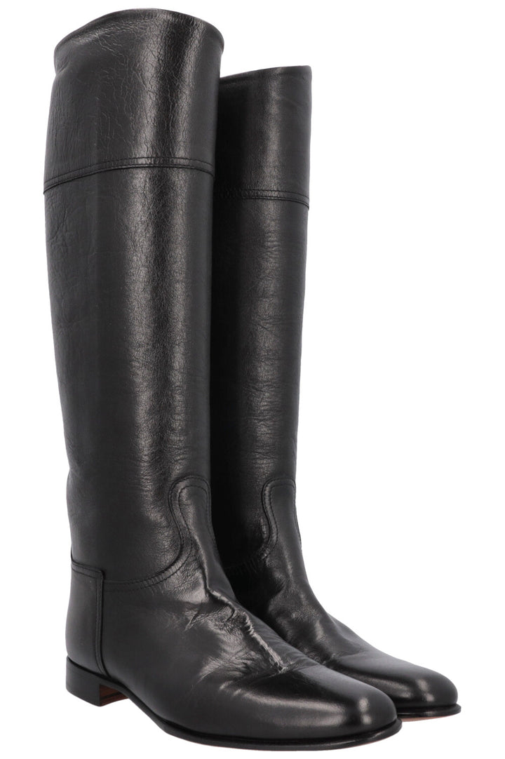 HERMÈS Knee High Boots Black Leather