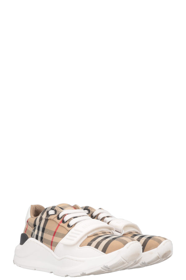 BURBERRY Regis Sneakers Check White Beige