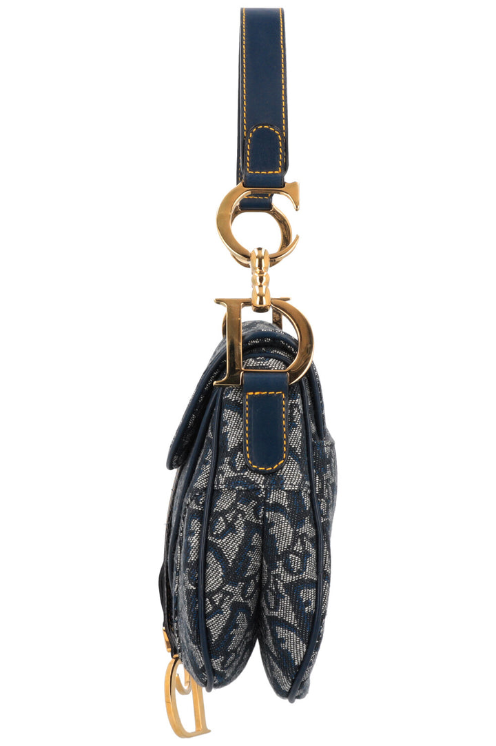 CHRISTIAN DIOR 2000 Double Saddle Bag Oblique Blue