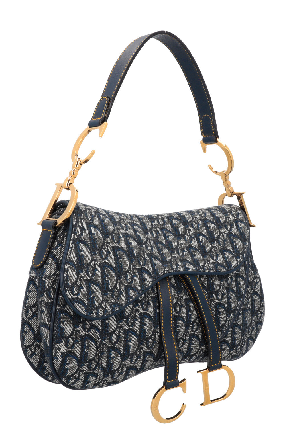 CHRISTIAN DIOR 2000 Double Saddle Bag Oblique Blue REAWAKE