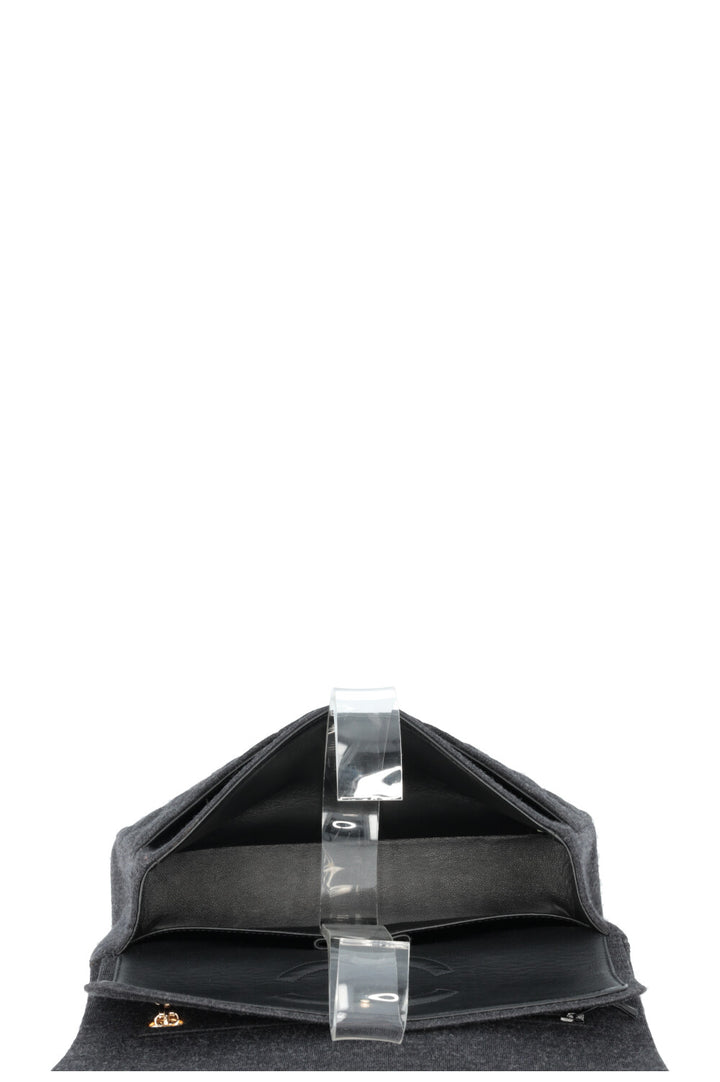 CHANEL Small Double Flap Jersey Dark Grey