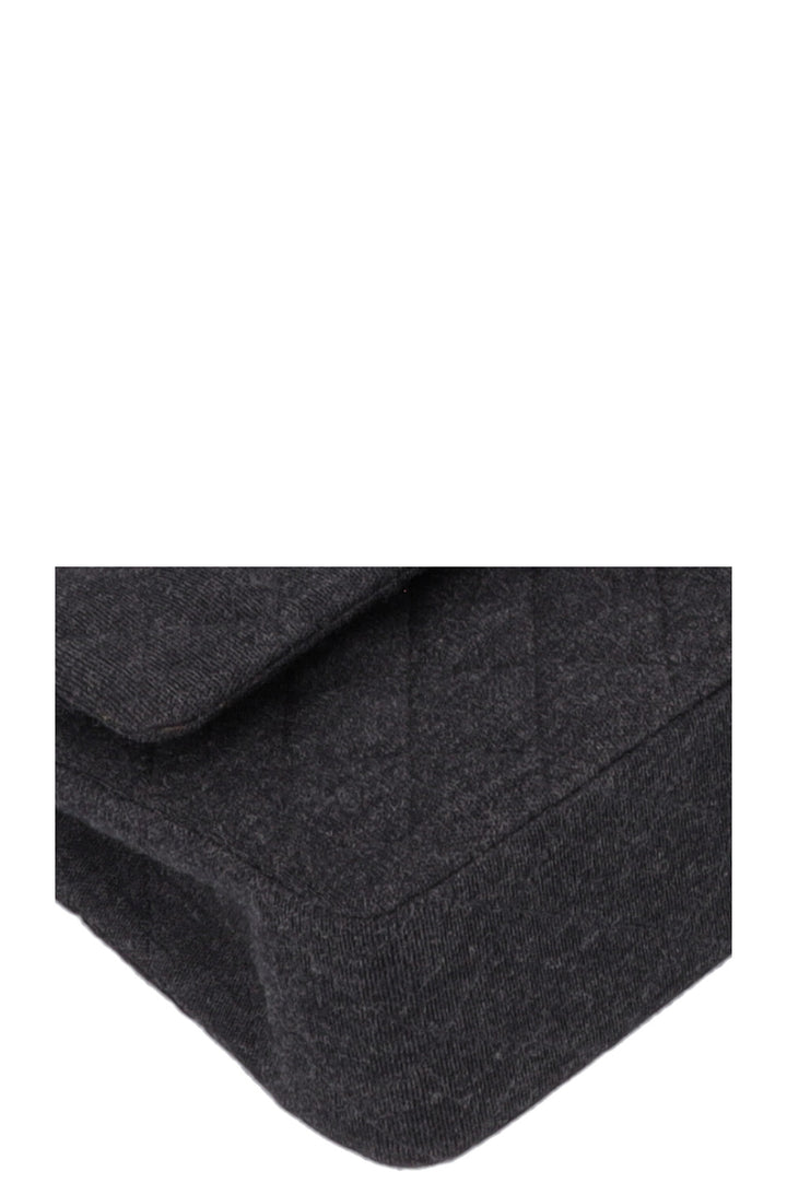 CHANEL Small Double Flap Jersey Dark Grey