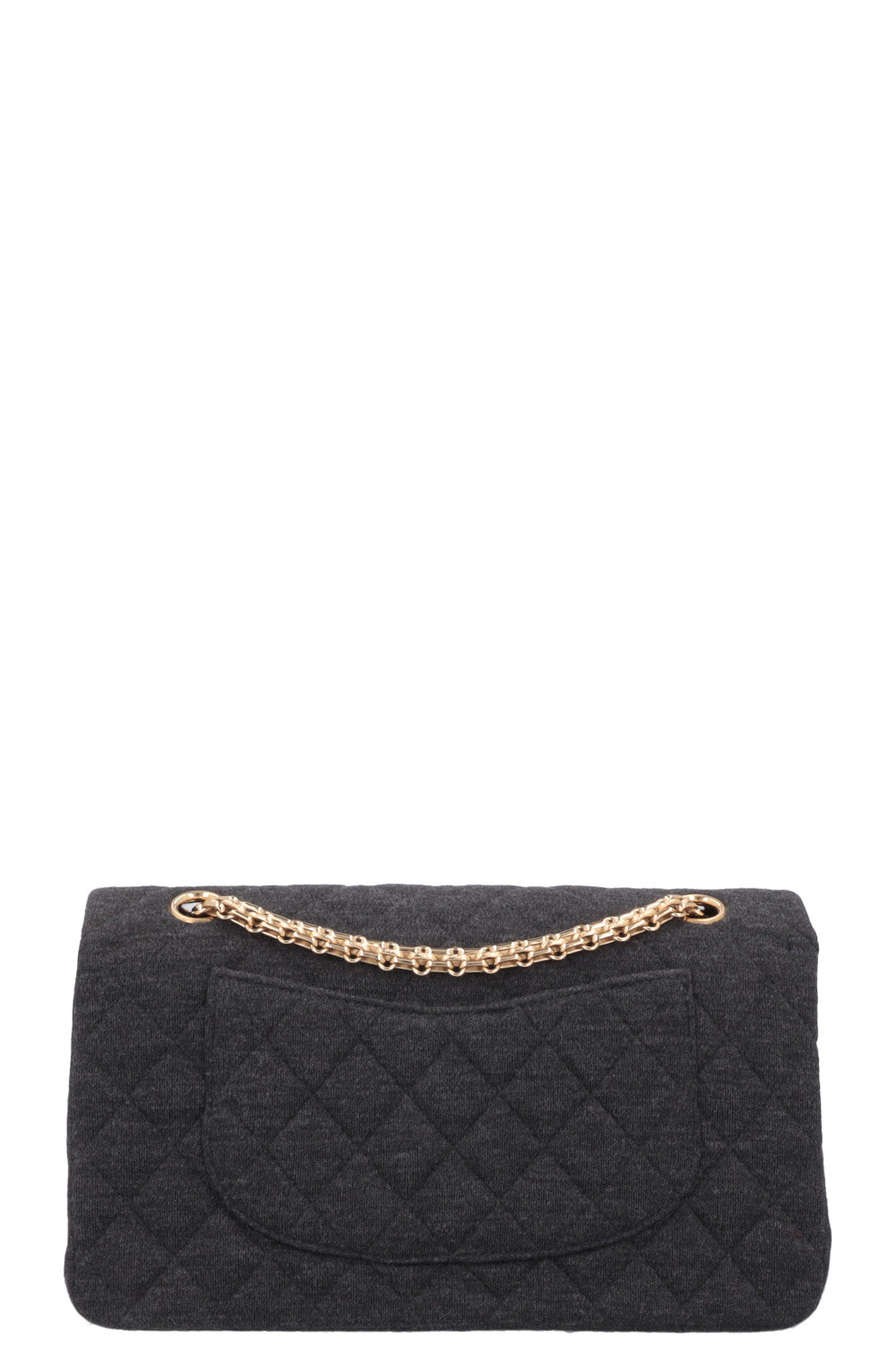 CHANEL Small Double Flap Jersey Dark Grey