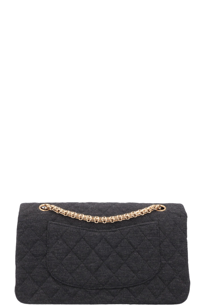 CHANEL Small Double Flap Jersey Dark Grey