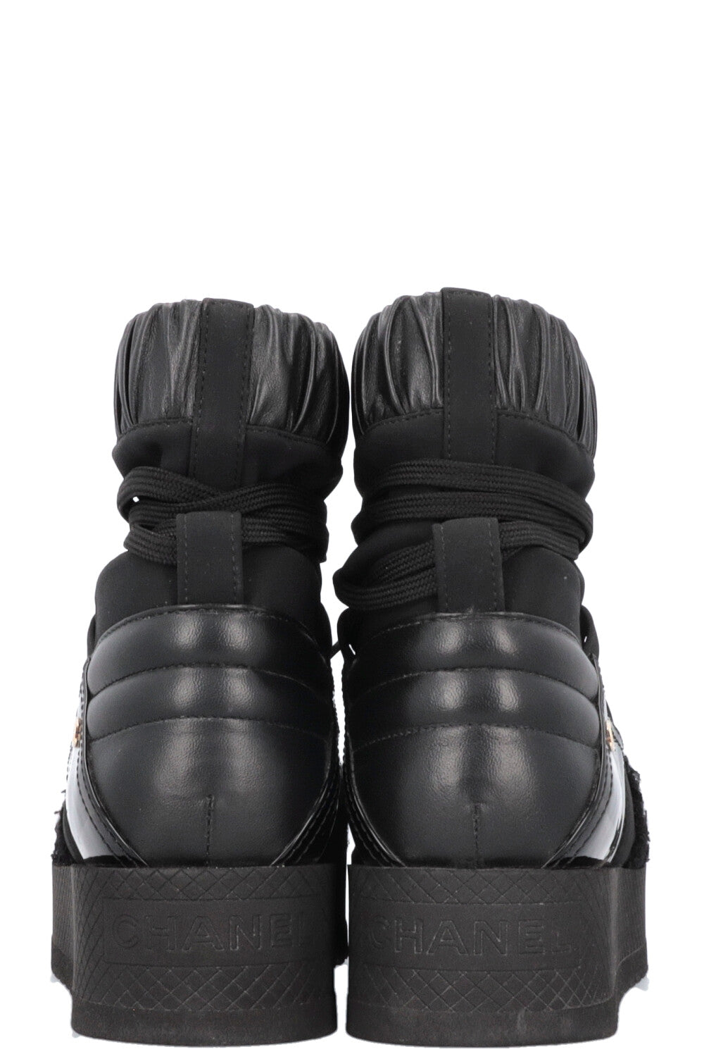 CHANEL 2019 Tweed Nylon Ankle Boots Black
