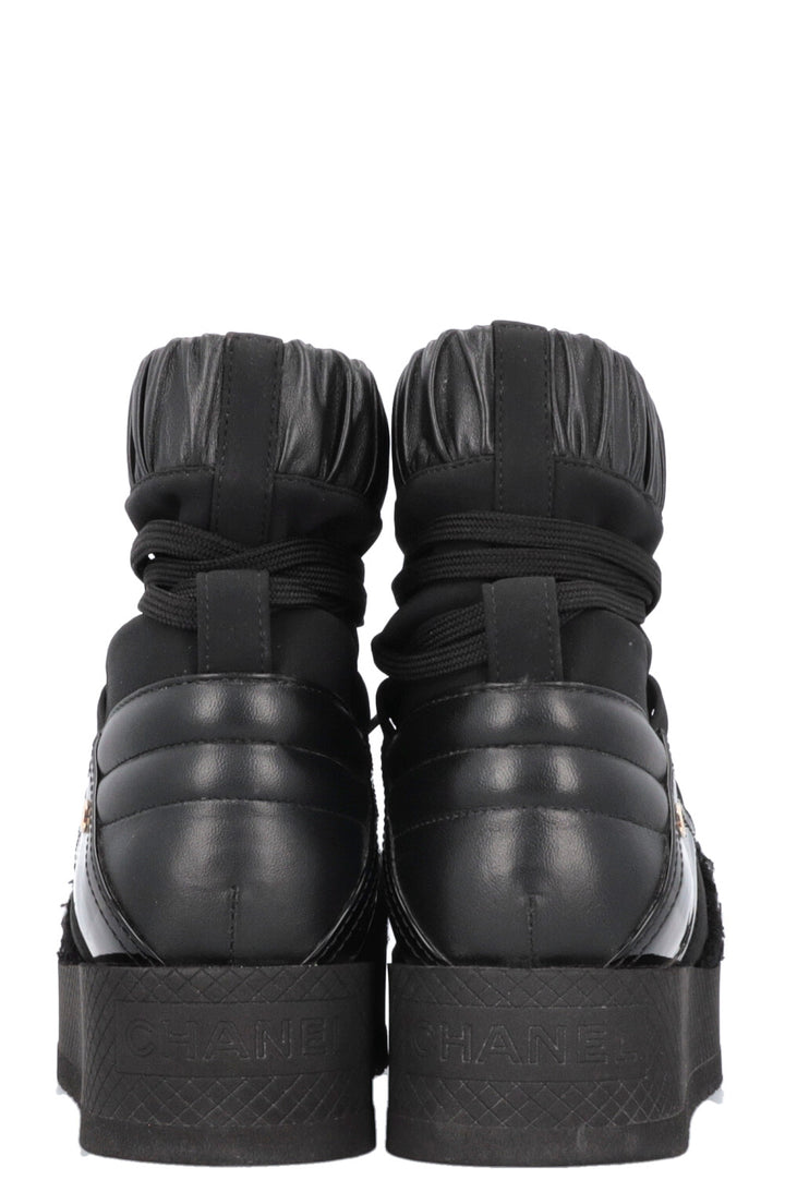 CHANEL 2019 Tweed Nylon Ankle Boots Black