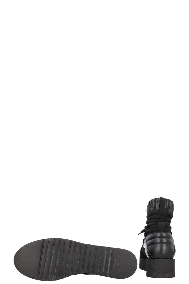 CHANEL 2019 Tweed Nylon Ankle Boots Black