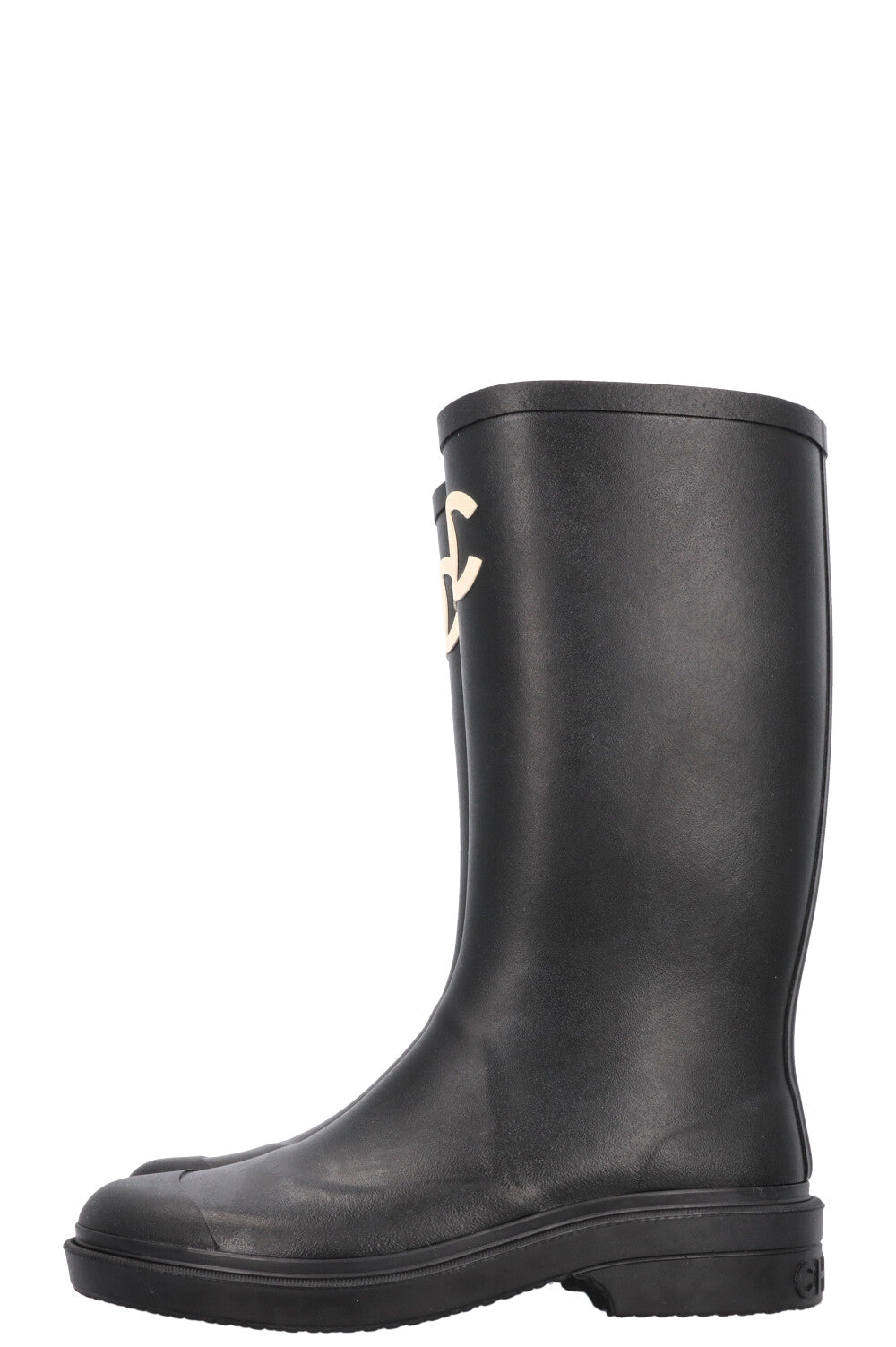 CHANEL CC Rubber Rain Boots Black