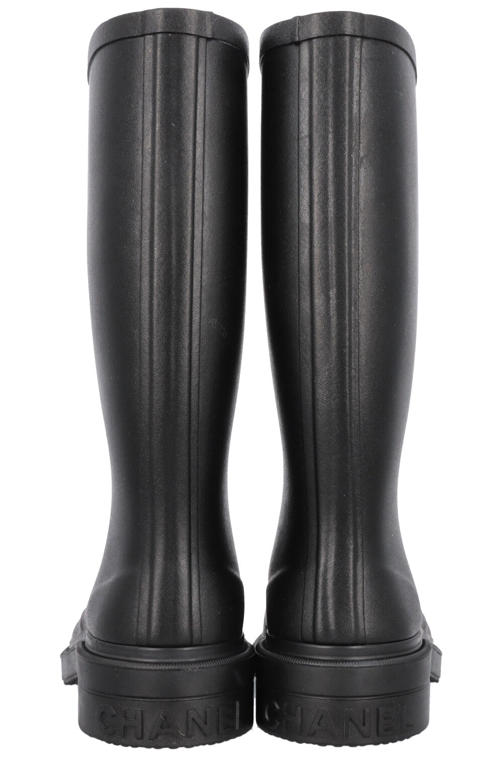CHANEL CC Rubber Rain Boots Black