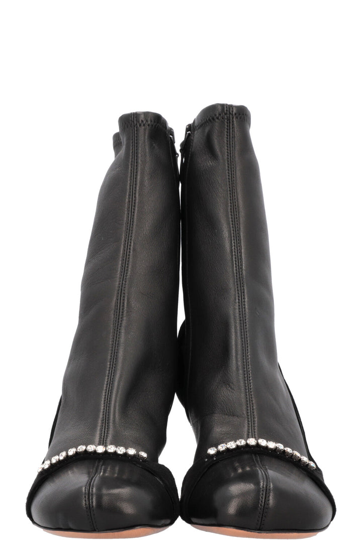 VALENTINO Bottes Détails Cristaux Cuir Noir
