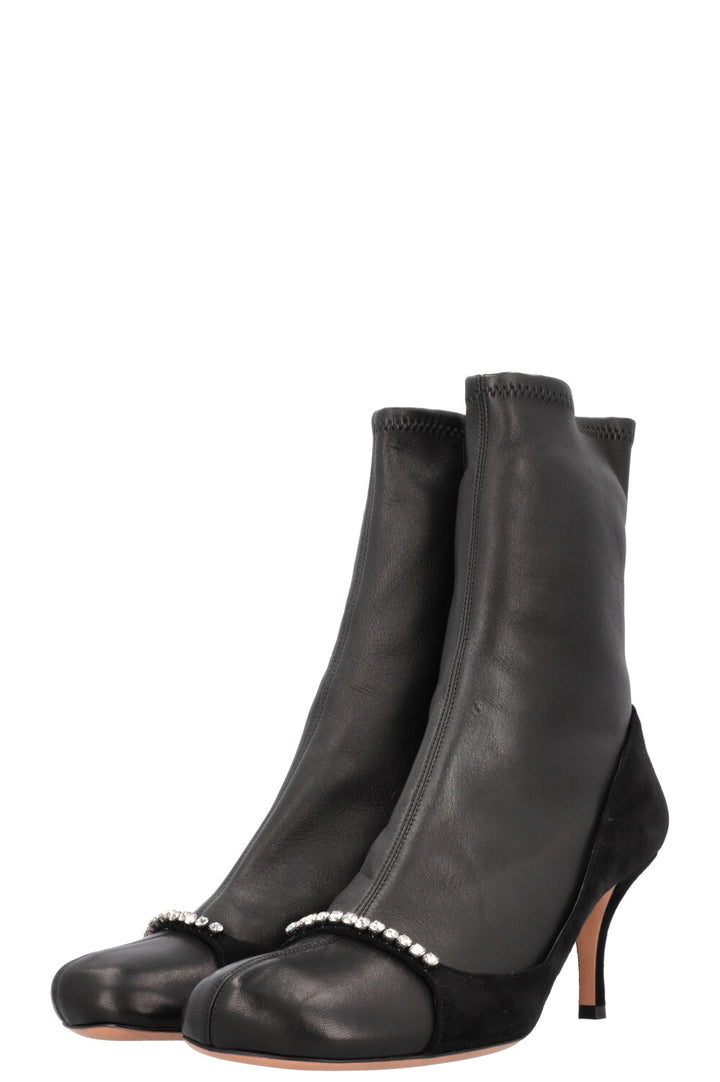 VALENTINO Bottes Détails Cristaux Cuir Noir