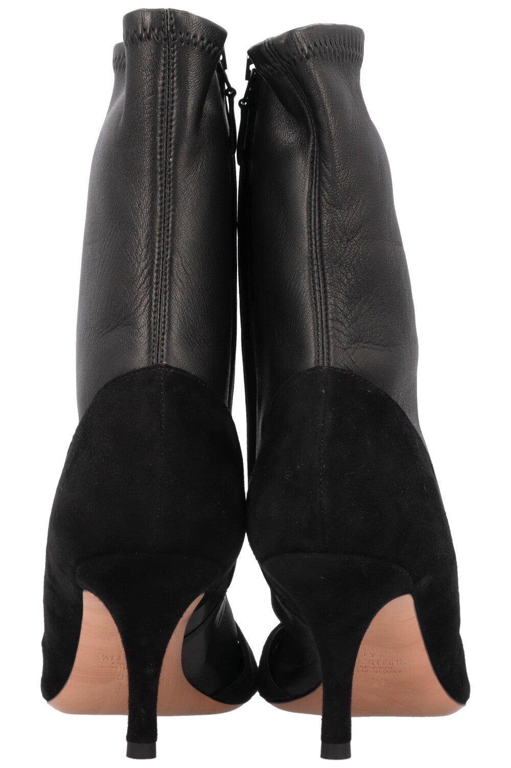 VALENTINO Bottes Détails Cristaux Cuir Noir