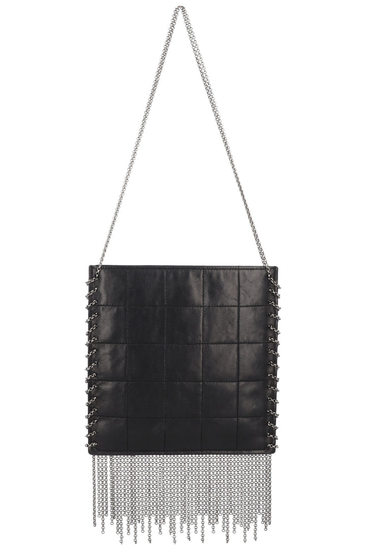 CHANEL Chocolate Bar Fringe Bag Leather Black