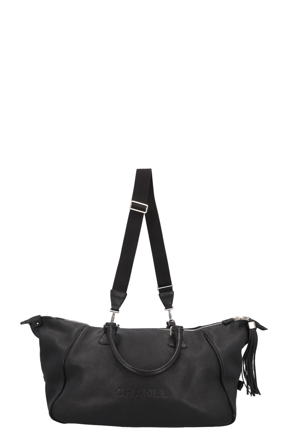 CHANEL Lax Tassel Bag Leather Black