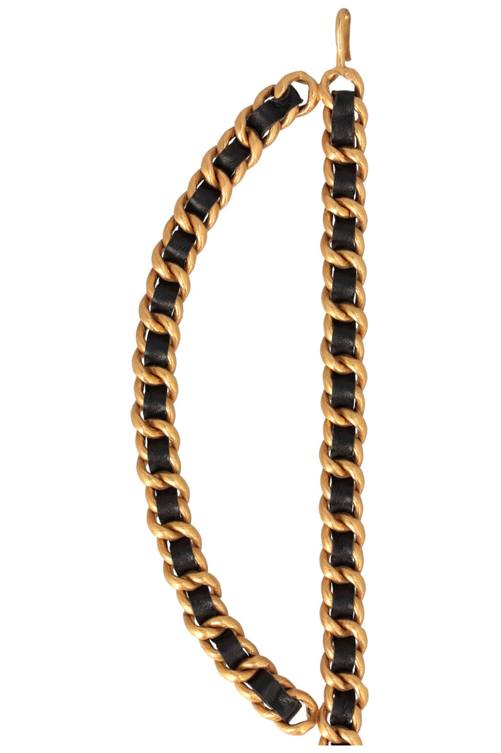 CHANEL Chain Belt Heart Gold Black