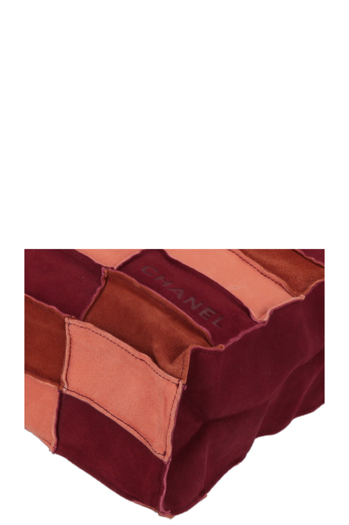 CHANEL Patchwork Tote Bag Suede Brown Bordeaux