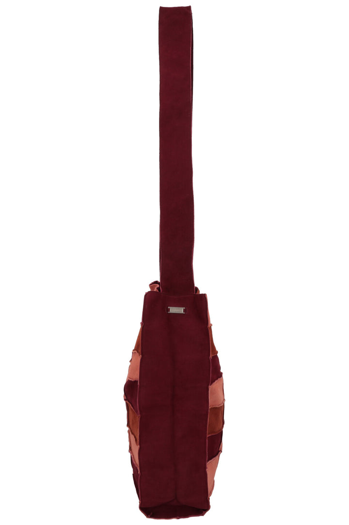 CHANEL Patchwork Tote Bag Suede Brown Bordeaux