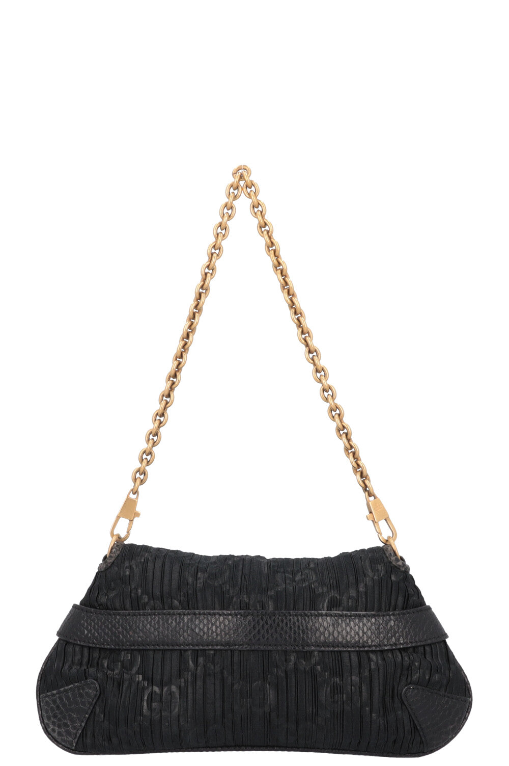 GUCCI Micro Horsebit Handbag Satin Python Black