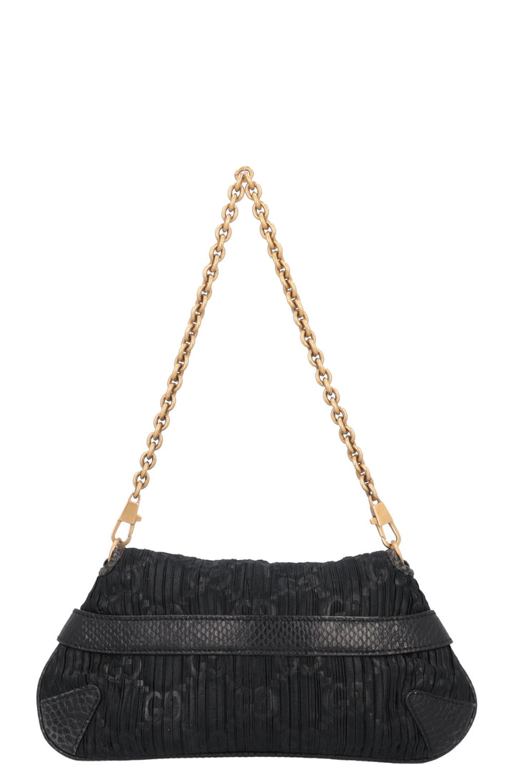 GUCCI Micro Horsebit Handbag Satin Python Black