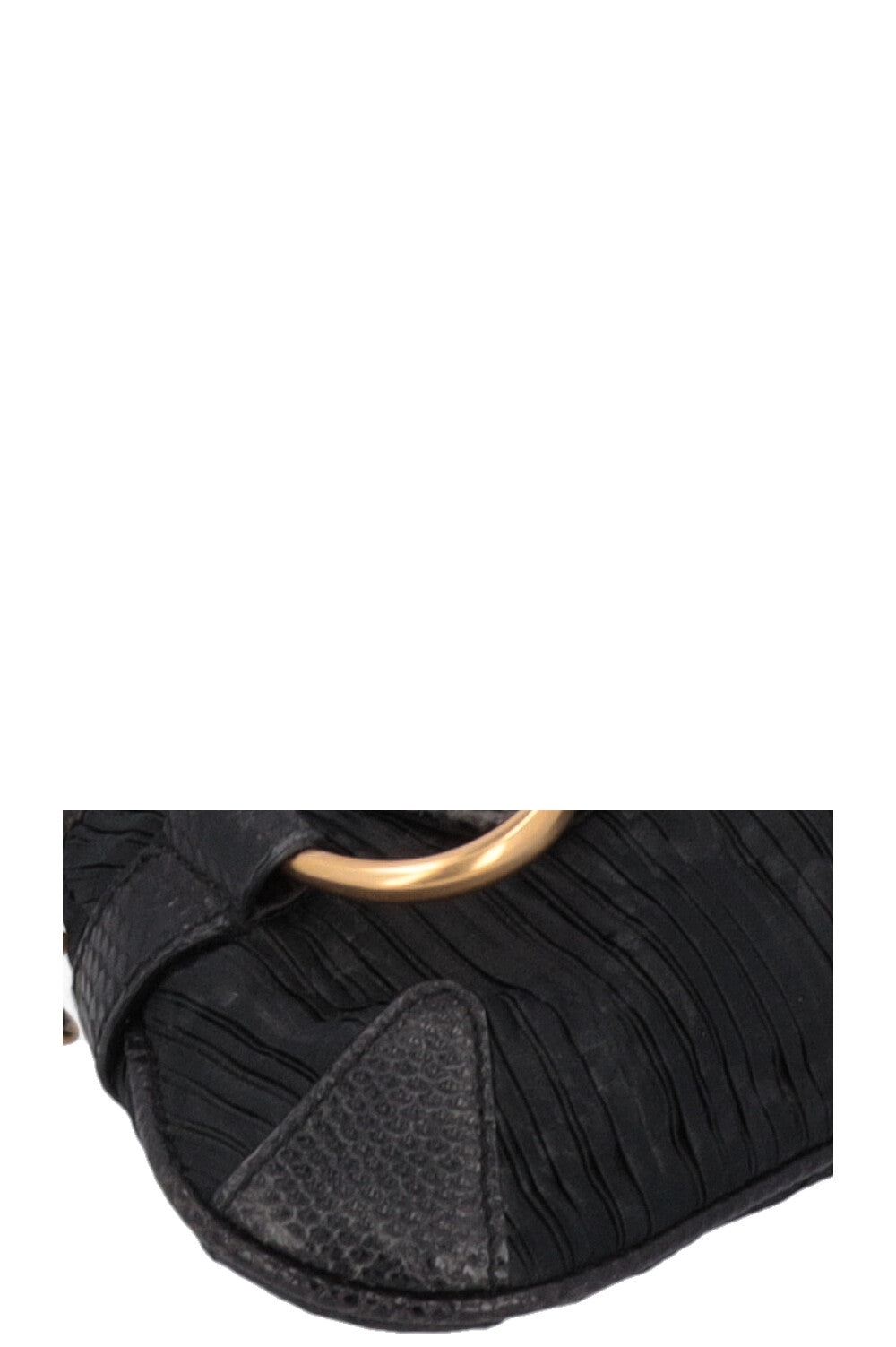 GUCCI Micro Horsebit Handbag Satin Python Black