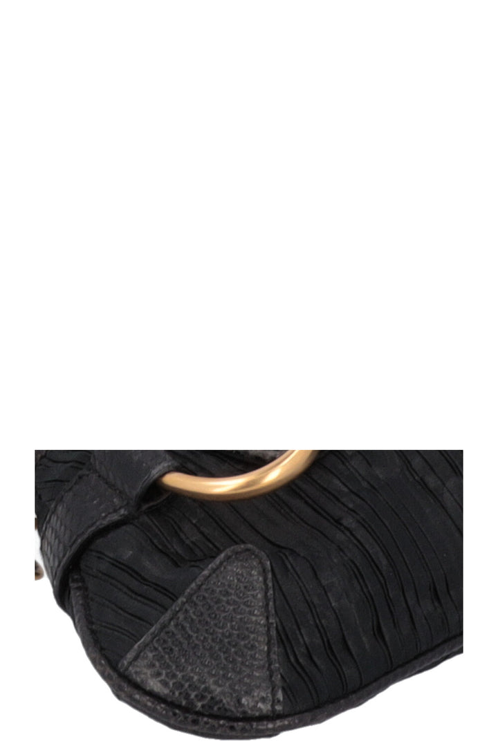 GUCCI Micro Horsebit Handbag Satin Python Black