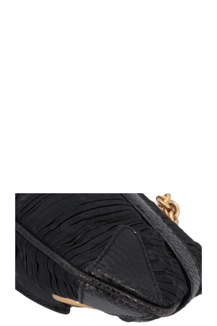 GUCCI Micro Horsebit Handbag Satin Python Black