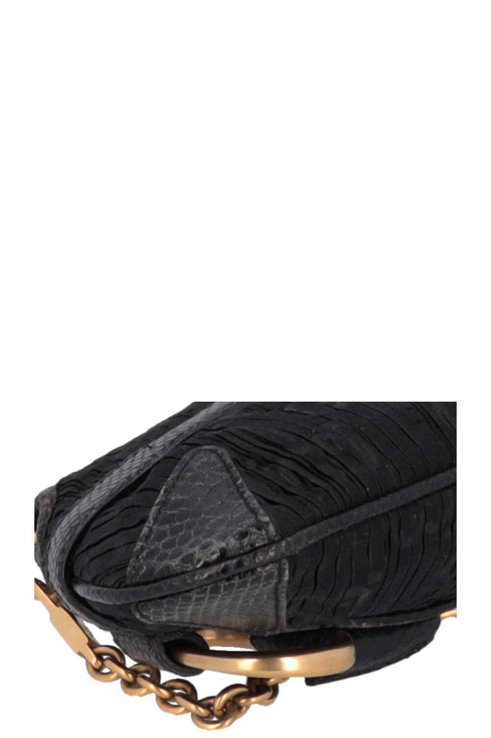 GUCCI Micro Horsebit Handbag Satin Python Black