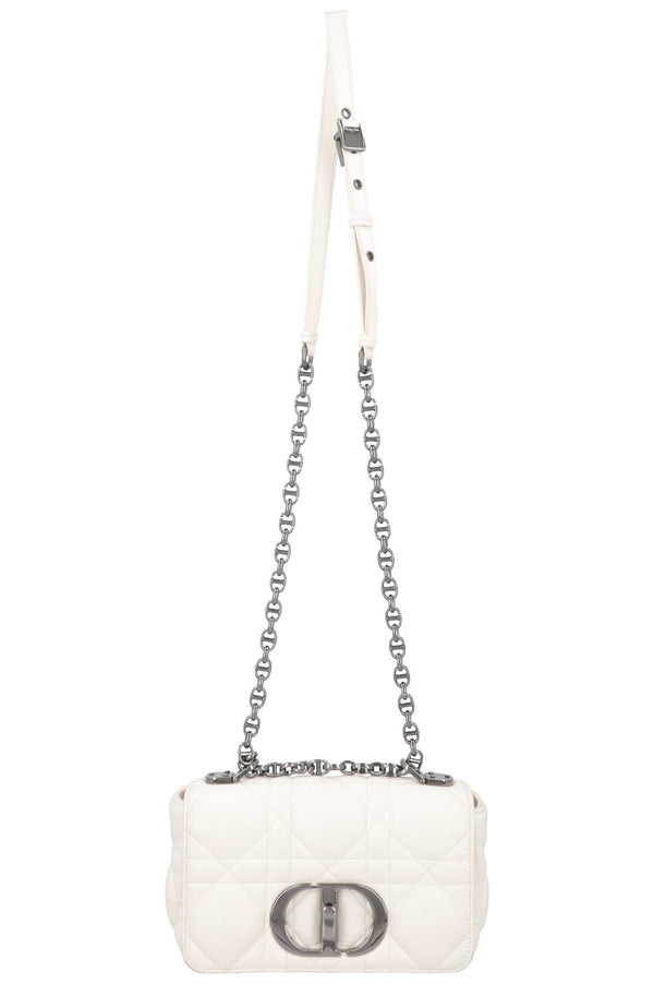 CHRISTIAN DIOR Small Caro Quilted Crossbody Bag White