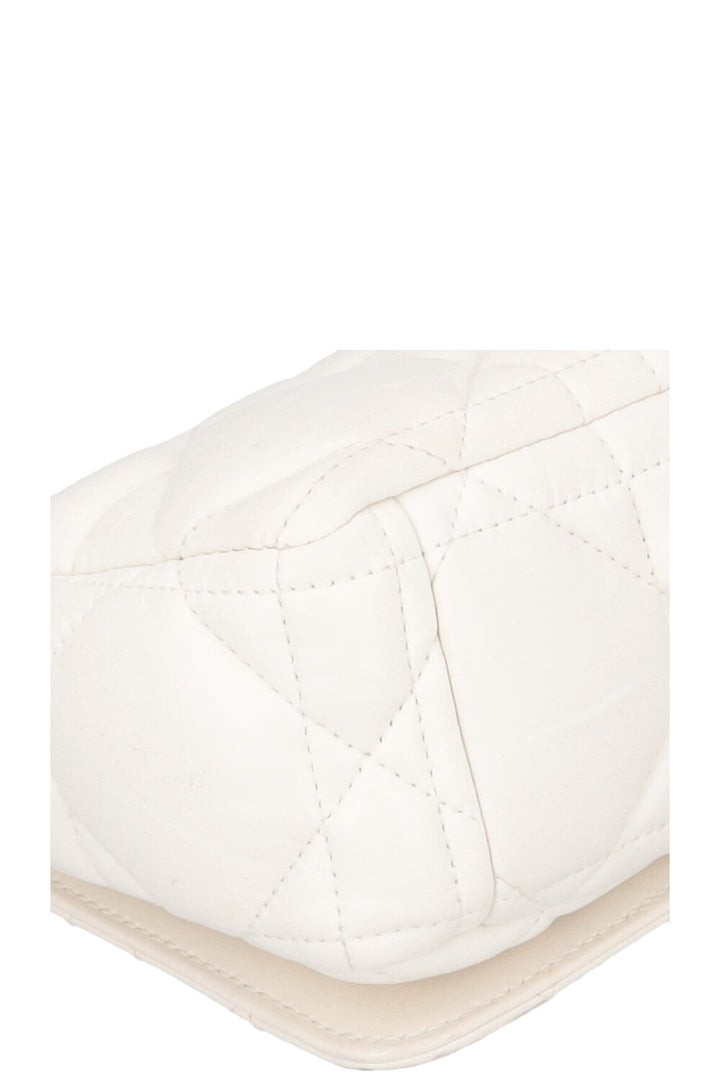CHRISTIAN DIOR Small Caro Quilted Crossbody Bag White