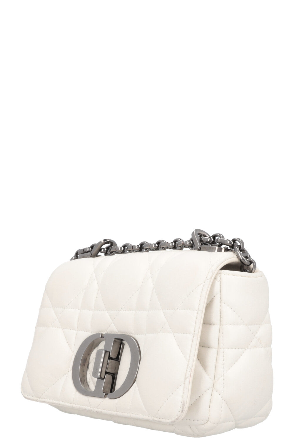 CHRISTIAN DIOR Small Caro Quilted Crossbody Bag White REAWAKE
