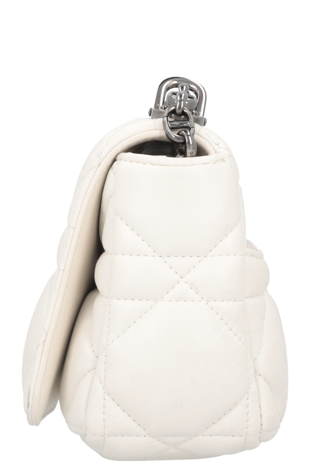 CHRISTIAN DIOR Small Caro Quilted Crossbody Bag White