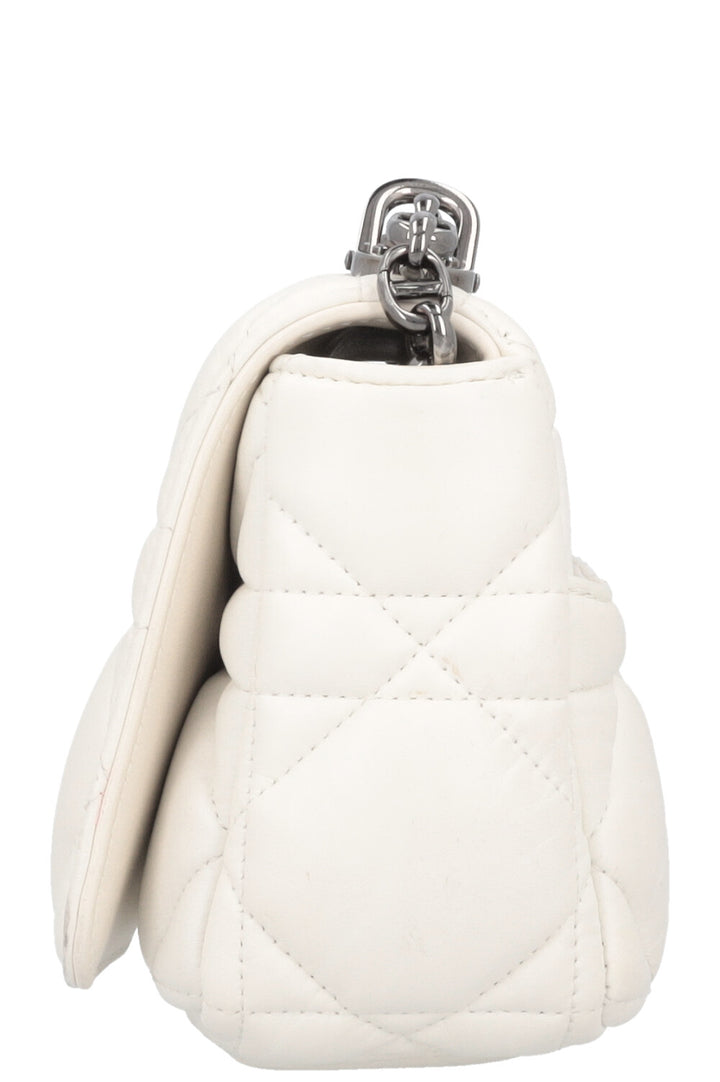 CHRISTIAN DIOR Small Caro Quilted Crossbody Bag White