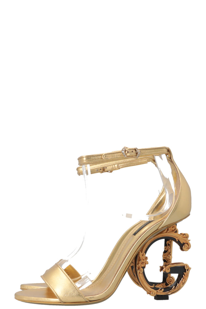 DOLCE&GABBANA Keira Logo Heels Gold Leather