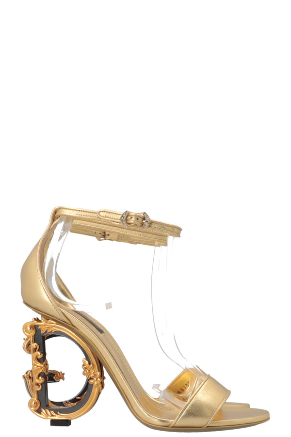 DOLCE&GABBANA Keira Logo Heels Gold Leather