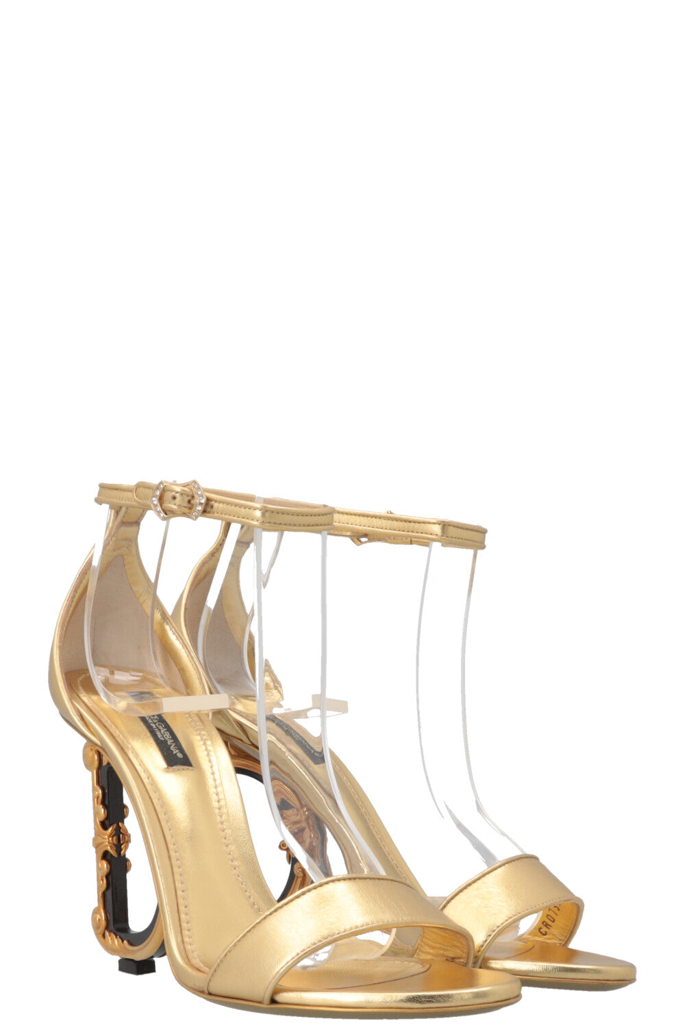 DOLCE&GABBANA Keira Logo Heels Gold Leather