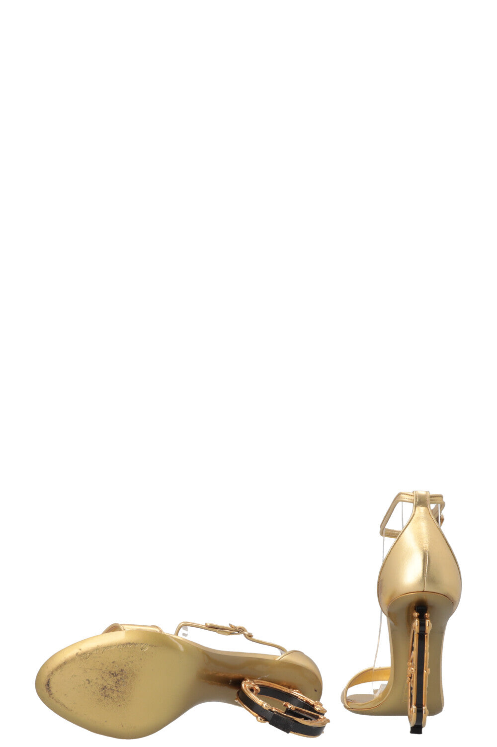 DOLCE&GABBANA Keira Logo Heels Gold Leather