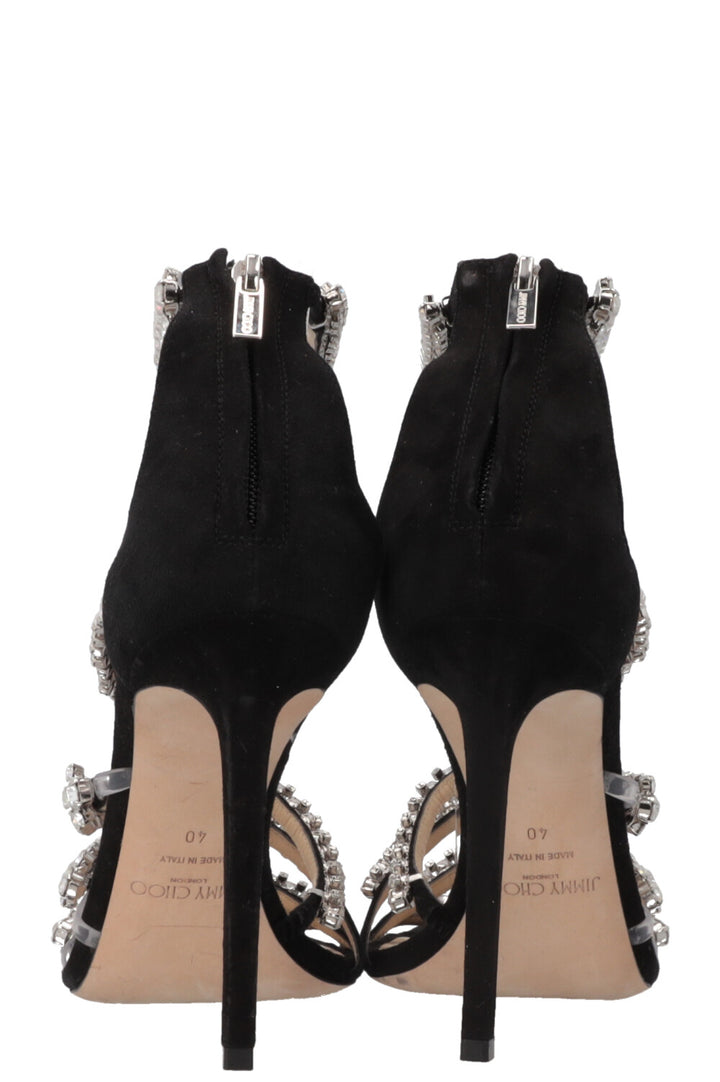 JIMMY CHOO Josefine 100 Crystal Heels Black Suede