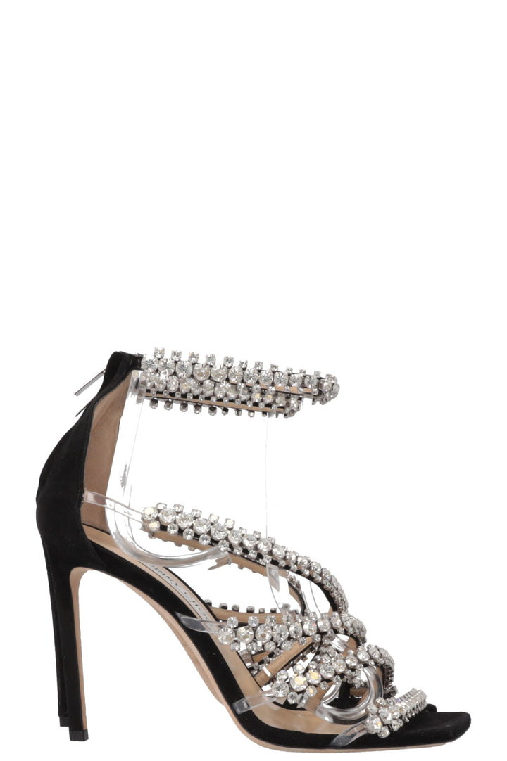 JIMMY CHOO Josefine 100 Crystal Heels Black Suede
