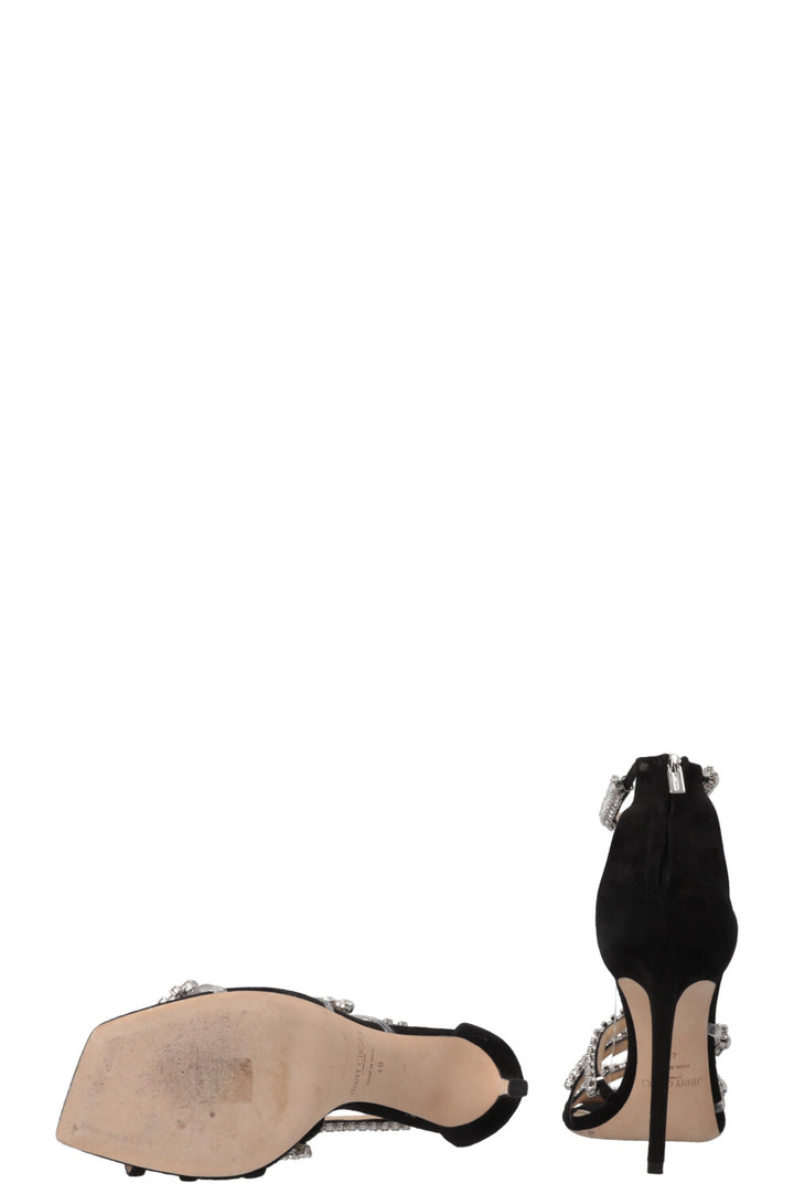 JIMMY CHOO Josefine 100 Crystal Heels Black Suede